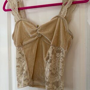 Urban Outfitters Kimchi Blue Velvet Creme Lace Sweetheart Cami Medium